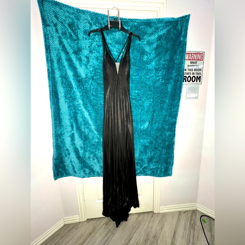 Long graceful black prom dress WORN ONCE